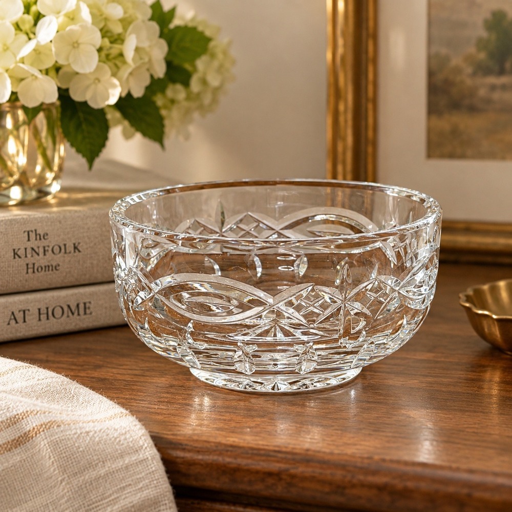 Vintage Waterford Crystal Dolmen 5" Round Bowl Ireland Braid Star Cut Signed